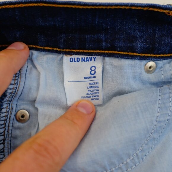 Old Navy The Flirt Blue Denim Jeans -8R- Mid Rise 32 / 30 Cotton Polyester Spand - Picture 6 of 8